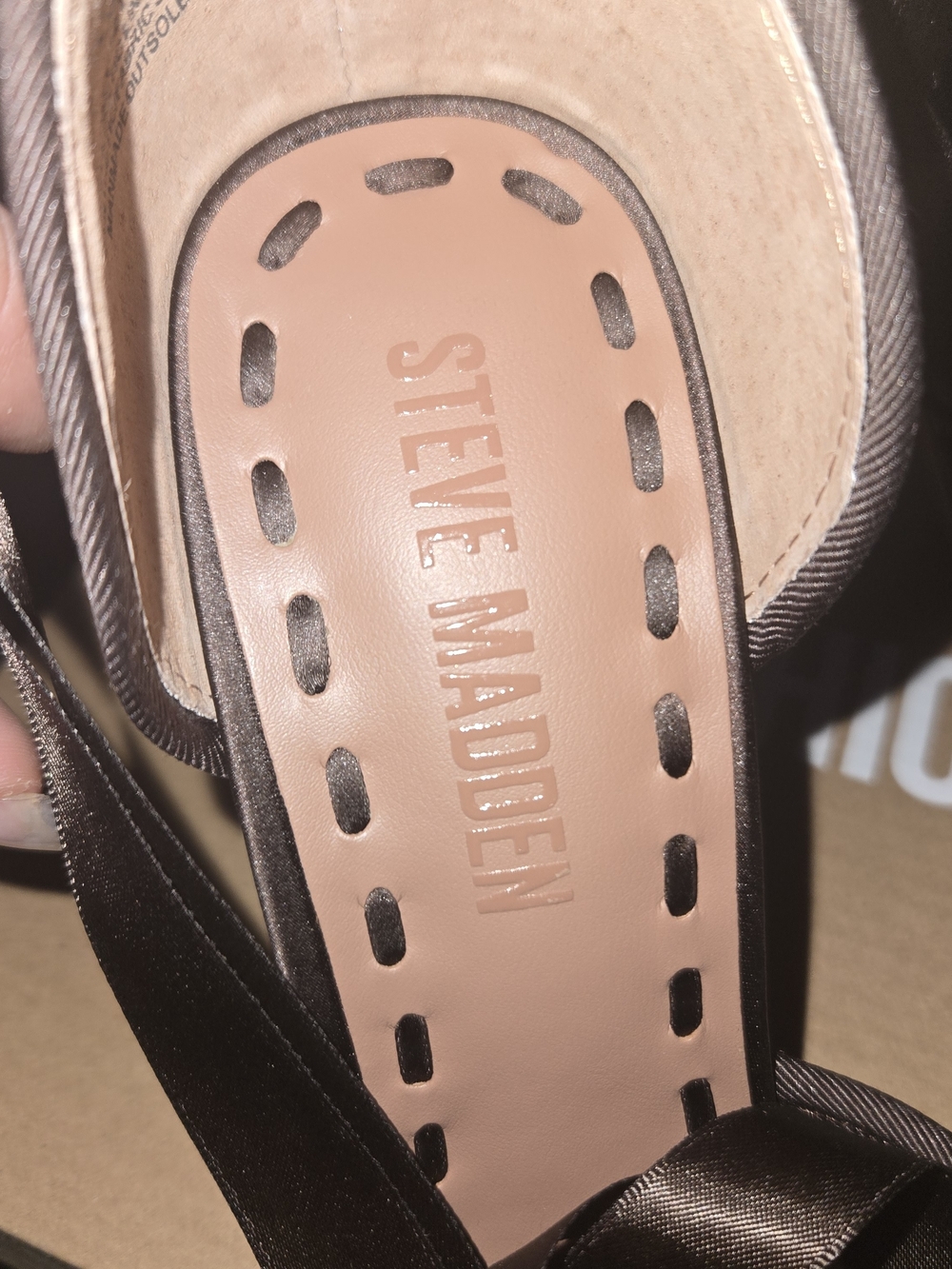 Steve Madden Larina Brown Satin Ankle Tie Pumps - Picture 3 of 5